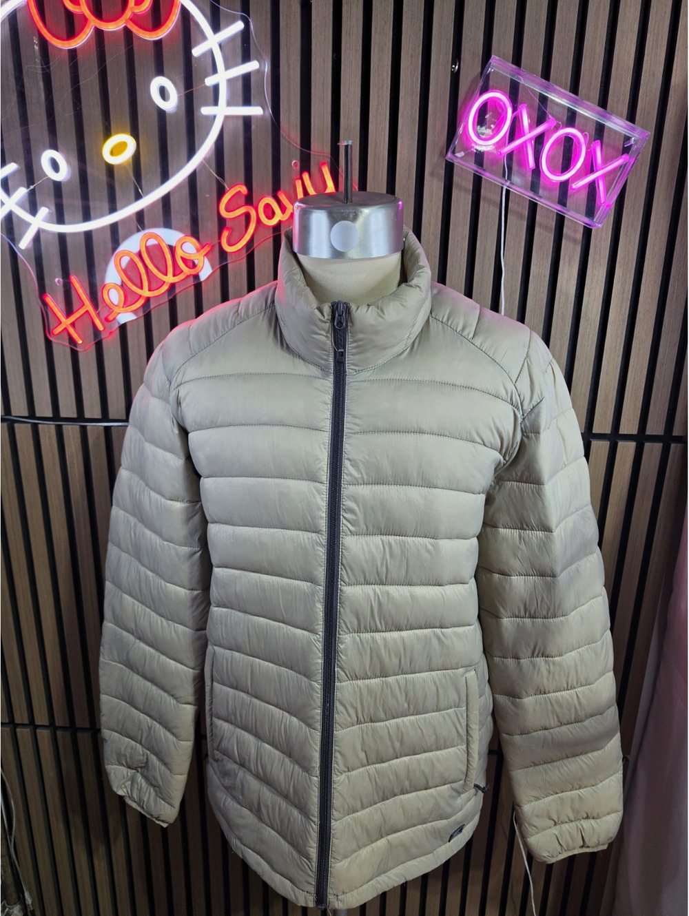 ZeroXposur Men's Beige Puffer Jacket Full Zip Stand-Up Collar Lined XL